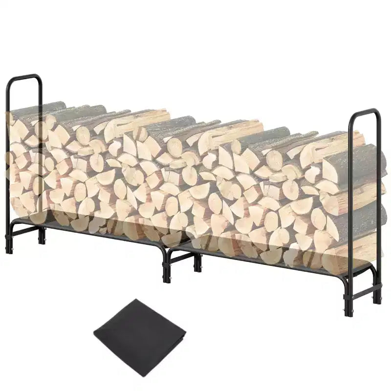 Porta legna da ardere da 1,2 m per esterni e interni, porta tronchi resistente, organizer per legna con rete in acciaio per camino, patio, impilatore di legna durevole