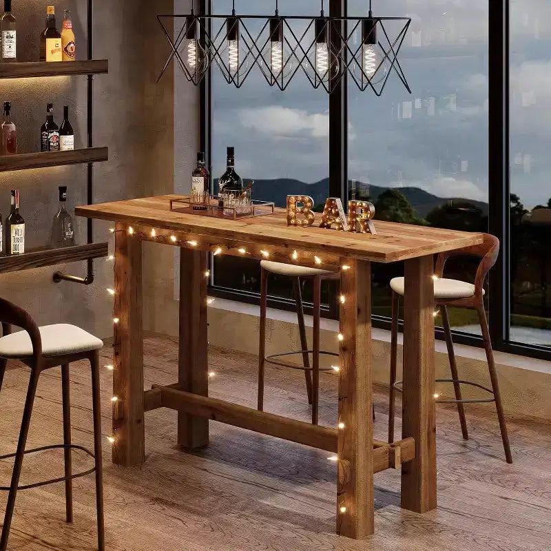 Tavolo da pub in legno massello da 63" a altezza bar per cucina, caffetteria o ristorante