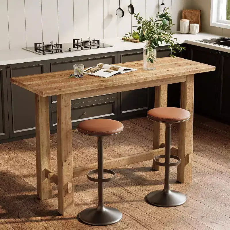 Tavolo da pub in legno massello da 63" a altezza bar per cucina, caffetteria o ristorante