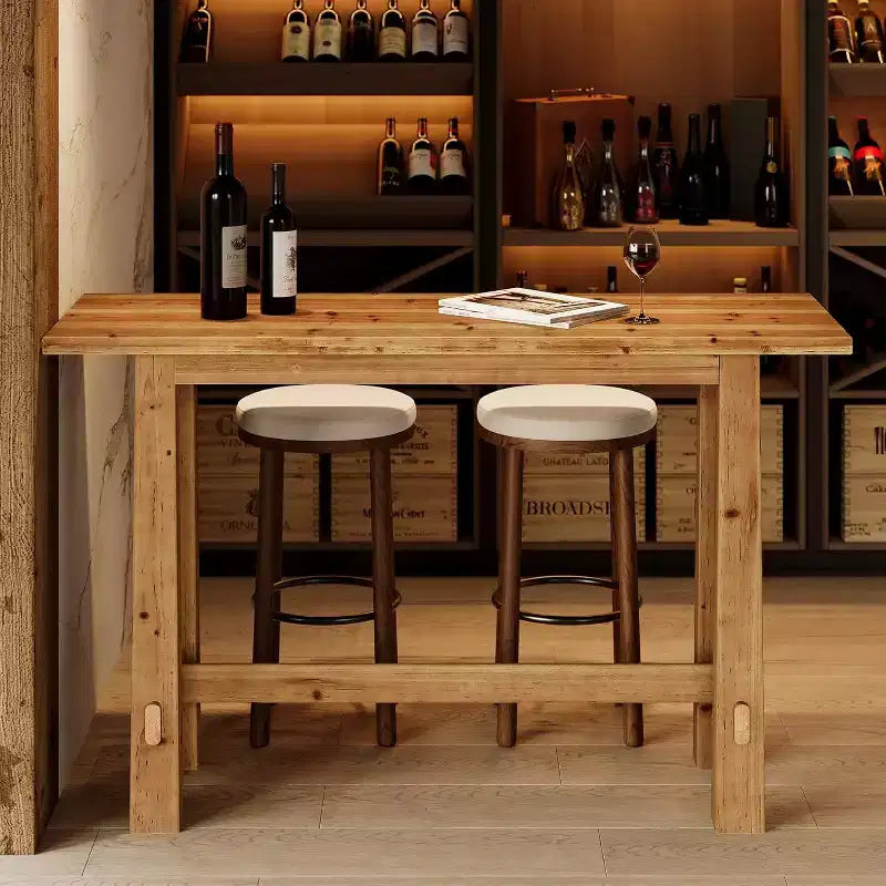 Tavolo da pub in legno massello da 63" a altezza bar per cucina, caffetteria o ristorante