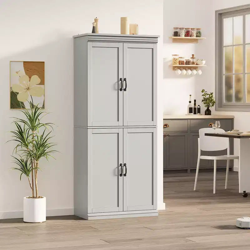 Mobiletto dispensa da cucina autoportante, armadio da 178 cm con ante e ripiani regolabili