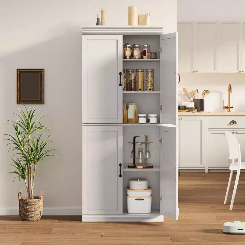Mobiletto dispensa da cucina autoportante, armadio da 178 cm con ante e ripiani regolabili