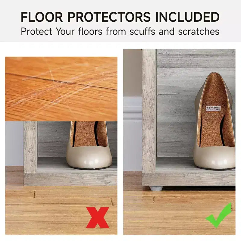 Panchina Scarpiera 2-in-1 per Ingresso con Contenitore e Sedile Imbottito, Scarpiera in Legno con Ripiani Regolabili e Tasche Laterali, Grigio