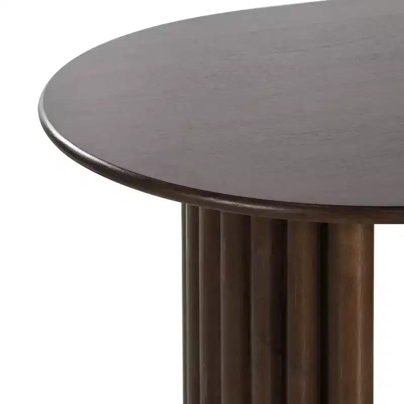 Tavolo da Pranzo Ovale da 79" per 6-8 persone, Piano con Bordo a Arco e Base a Strisce, Modern Farmhouse, Noce