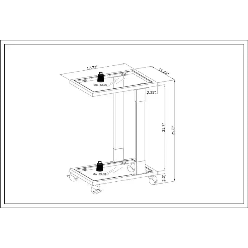 Tavolino Moderno in Vetro con Gambe in Acrilico, Tavolino a C con Base in Metallo Cromato per Soggiorno, Camera da Letto, Balcone