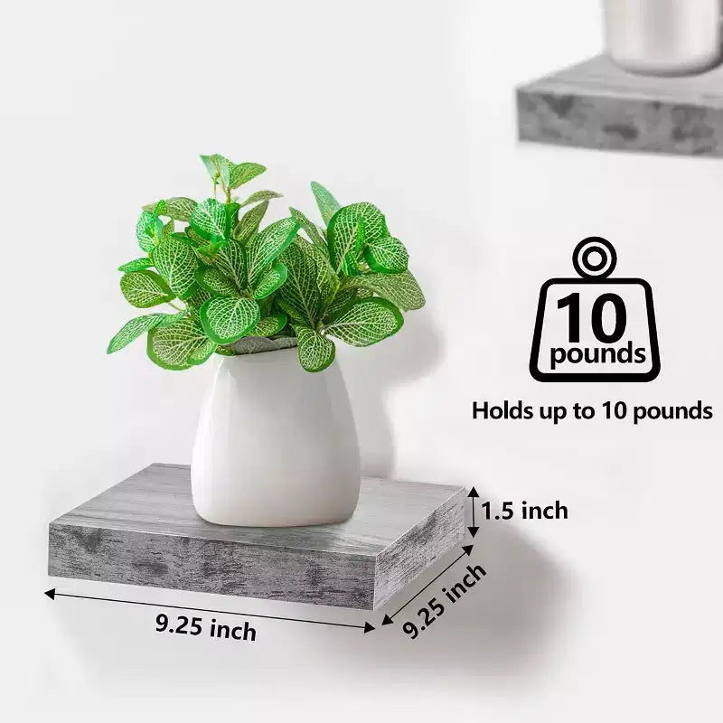 Mensole galleggianti quadrate da 23 cm (4 pezzi) per camera da letto, cucina, soggiorno, bagno