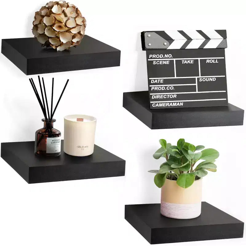 Sorbus 9 Inch 4 Pack Wall Mounted Floating Square Shelves - for Bedroom, Kitchen, Living Room, Bathroom