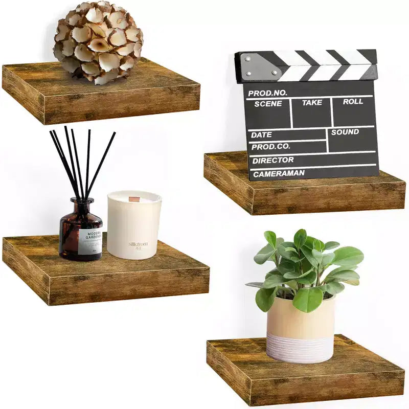 Mensole galleggianti quadrate da 23 cm (4 pezzi) per camera da letto, cucina, soggiorno, bagno