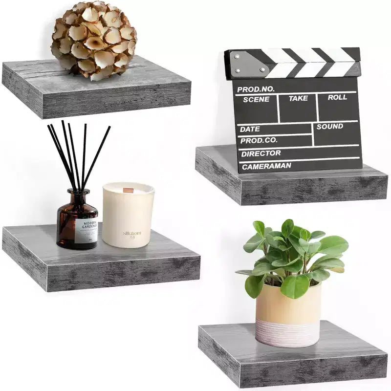 Mensole galleggianti quadrate da 23 cm (4 pezzi) per camera da letto, cucina, soggiorno, bagno