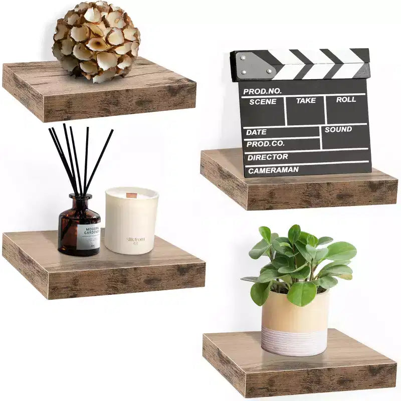 Mensole galleggianti quadrate da 23 cm (4 pezzi) per camera da letto, cucina, soggiorno, bagno