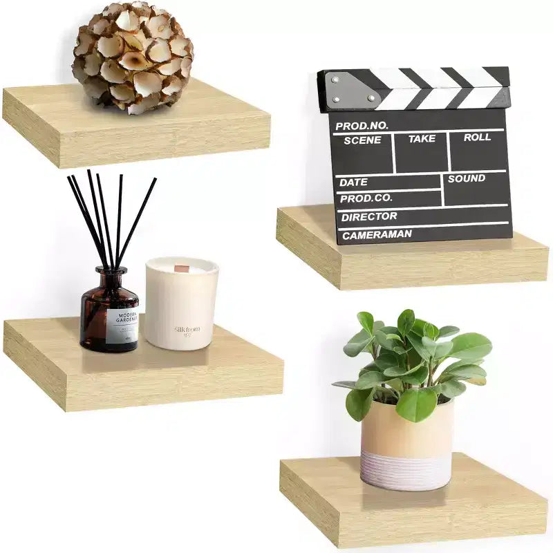 Mensole galleggianti quadrate da 23 cm (4 pezzi) per camera da letto, cucina, soggiorno, bagno