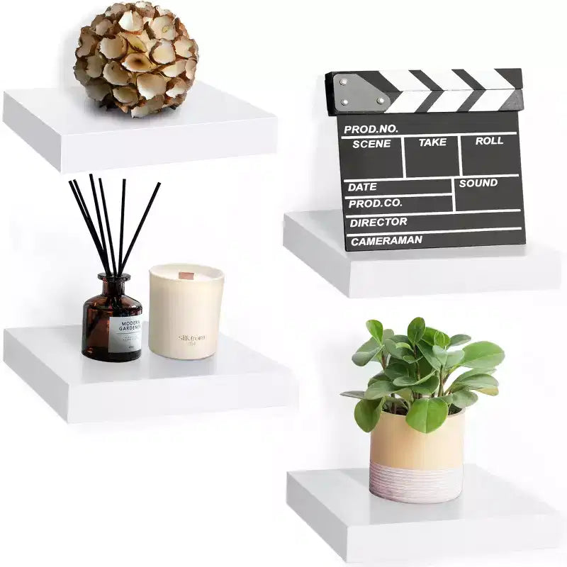 Mensole galleggianti quadrate da 23 cm (4 pezzi) per camera da letto, cucina, soggiorno, bagno