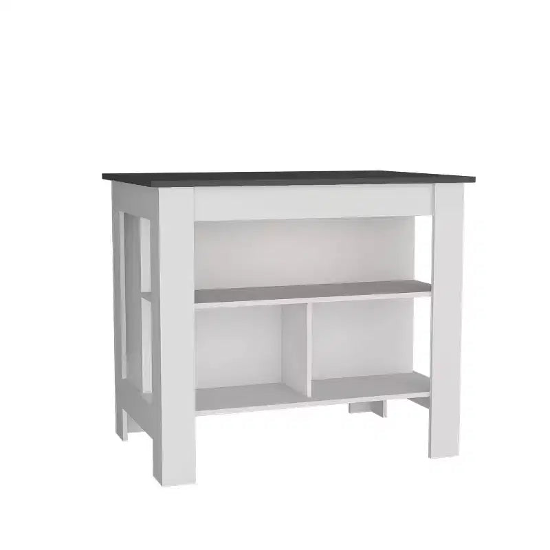 Isola cucina in plastica da 35,4" con 2 ripiani per cucina modulare, Bianco/Tortora