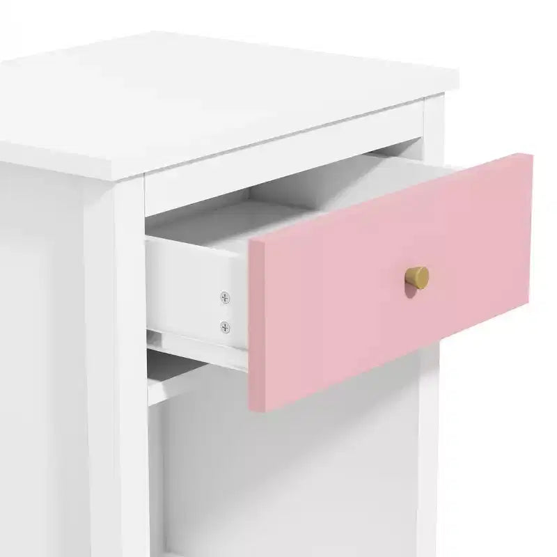 Comodino in legno da 68 cm con un cassetto e una mensola per bambini e adulti