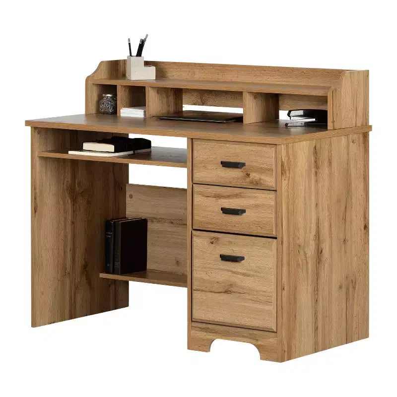 Scrivania per Computer in Laminato Effetto Carta Marrone da 29,5" con Ripiano Aperto