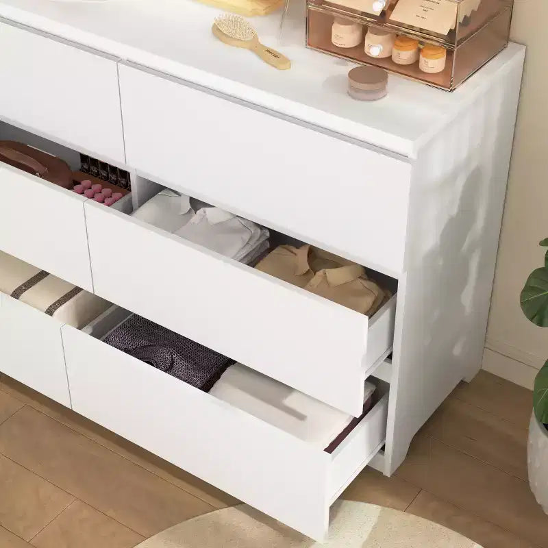 Cassettiera bianca a 6 cassetti, ampia, in legno, stile moderno, per camera da letto, corridoio, ingresso e soggiorno