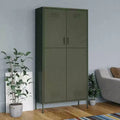 Armadio in Acciaio con Ripiani Regolabili e Asta Appendiabiti, Verde Oliva, 89.9cm L x 50cm P x 180.1cm A