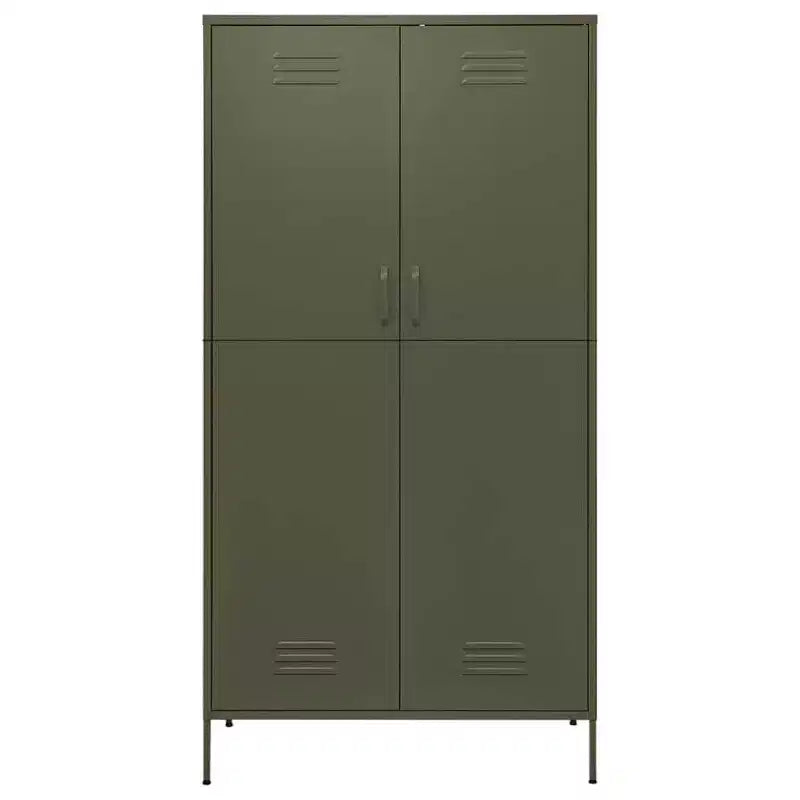 Armadio in Acciaio con Ripiani Regolabili e Asta Appendiabiti, Verde Oliva, 89.9cm L x 50cm P x 180.1cm A