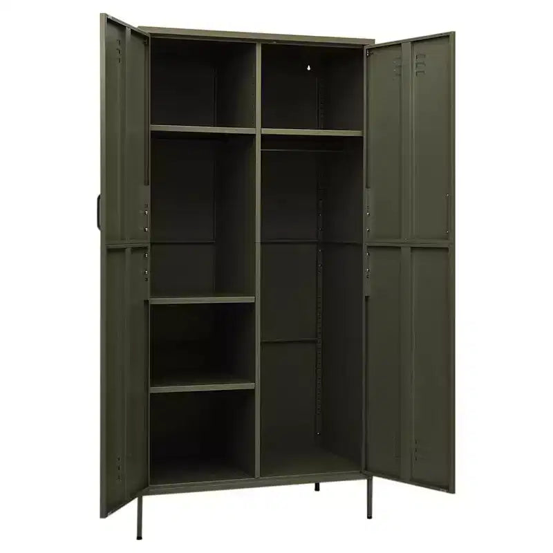 Armadio in Acciaio con Ripiani Regolabili e Asta Appendiabiti, Verde Oliva, 89.9cm L x 50cm P x 180.1cm A