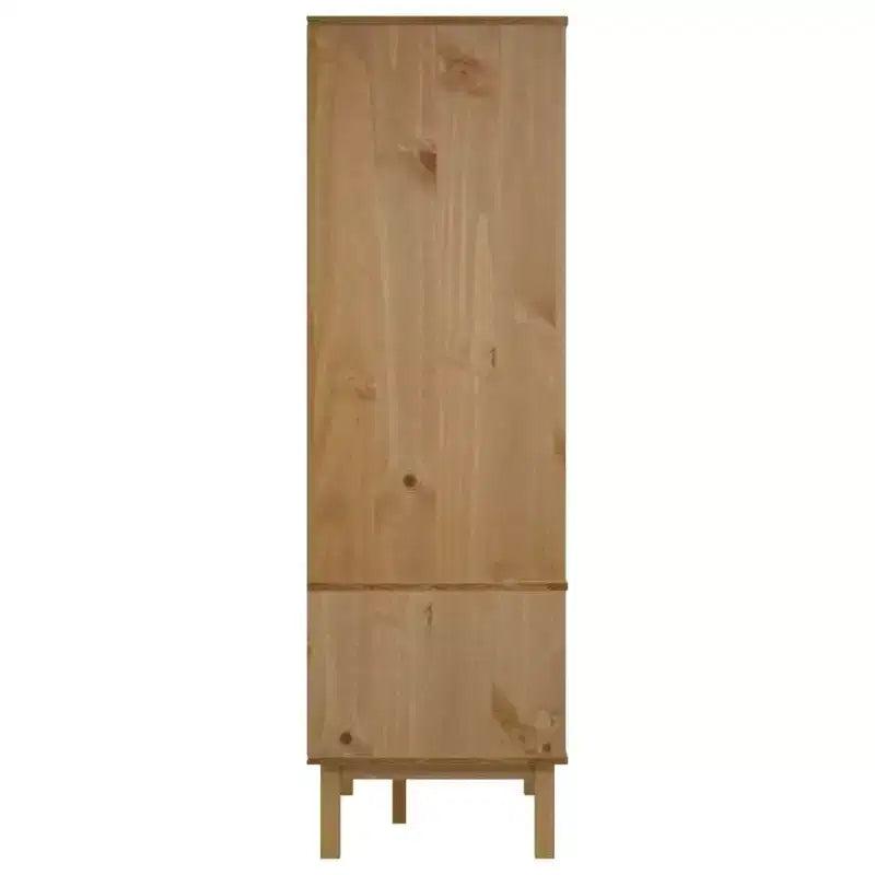 Armadio, Marrone e Grigio, Legno Massello di Pino, 76,4 cm L x 53 cm P x 172 cm H