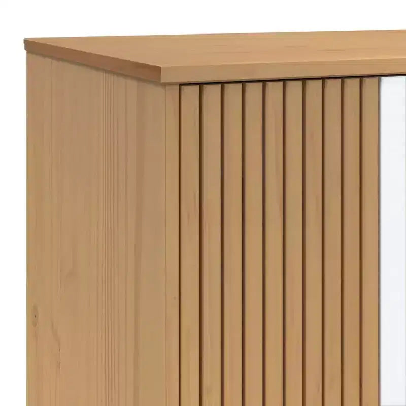 Armadio, Bianco e Marrone, Legno Massello di Pino, 76,5 cm L x 53 cm P x 172 cm A