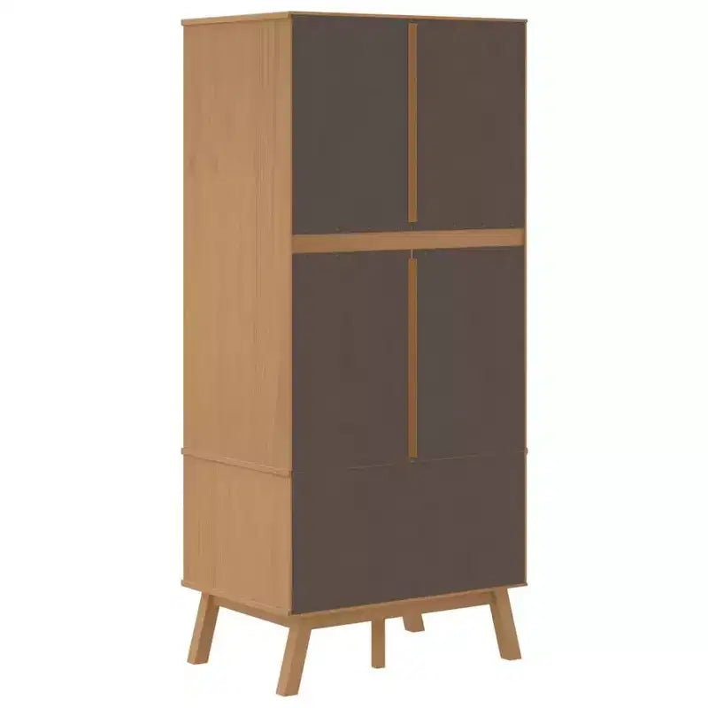 Armadio, Bianco e Marrone, Legno Massello di Pino, 76,5 cm L x 53 cm P x 172 cm A