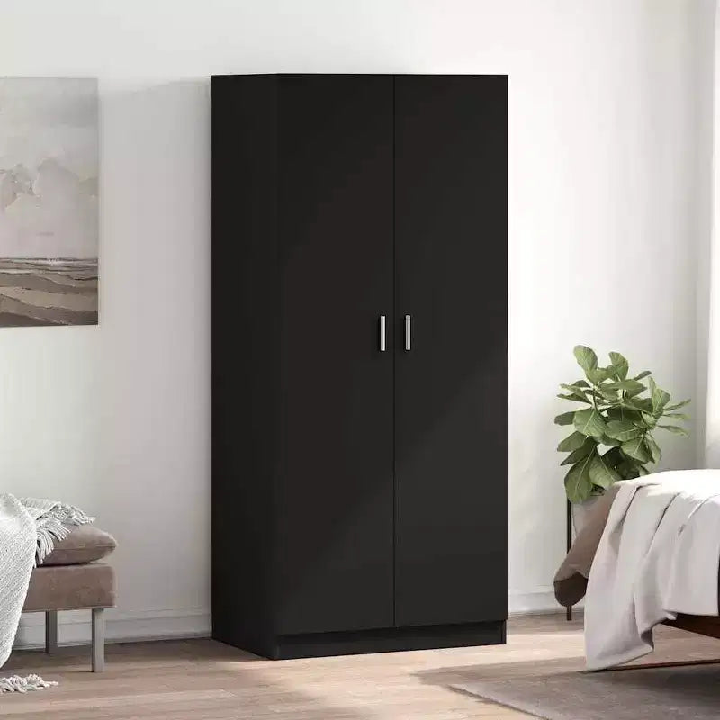 Armadio compatto, legno multistrato nero, rettangolare, 80 cm L x 50,6 cm P x 180 cm H