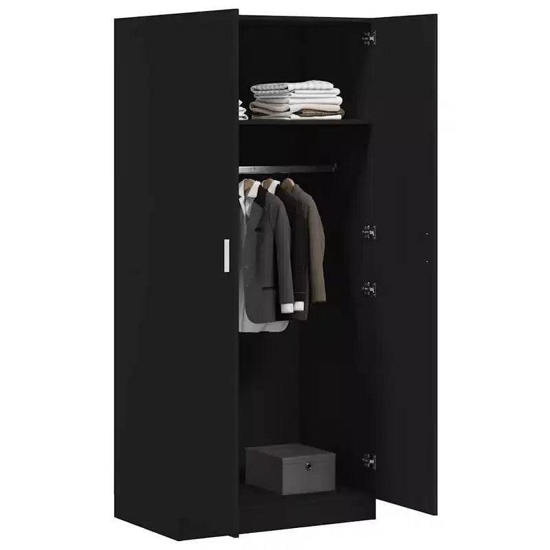 Armadio compatto, legno multistrato nero, rettangolare, 80 cm L x 50,6 cm P x 180 cm H
