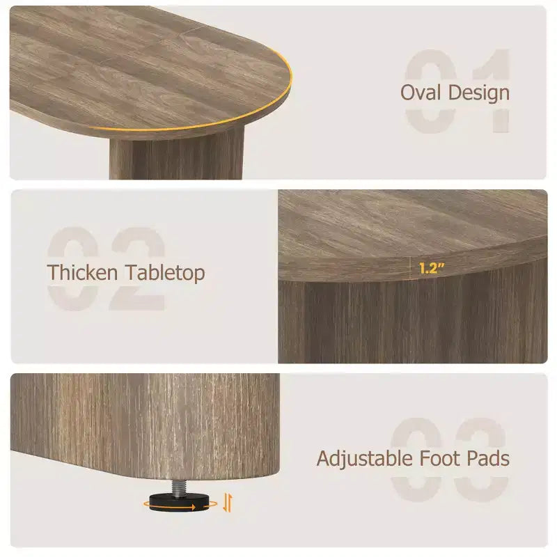 Tavolo da pranzo ovale da 70,9 pollici per 6-8 persone, grande tavolo da cucina con base spessa e robusta in legno, stile rustico per cucina e soggiorno