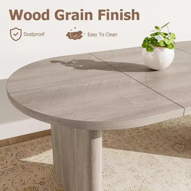 Tavolo da pranzo ovale da 70,9 pollici per 6-8 persone, grande tavolo da cucina con base spessa e robusta in legno, stile rustico per cucina e soggiorno