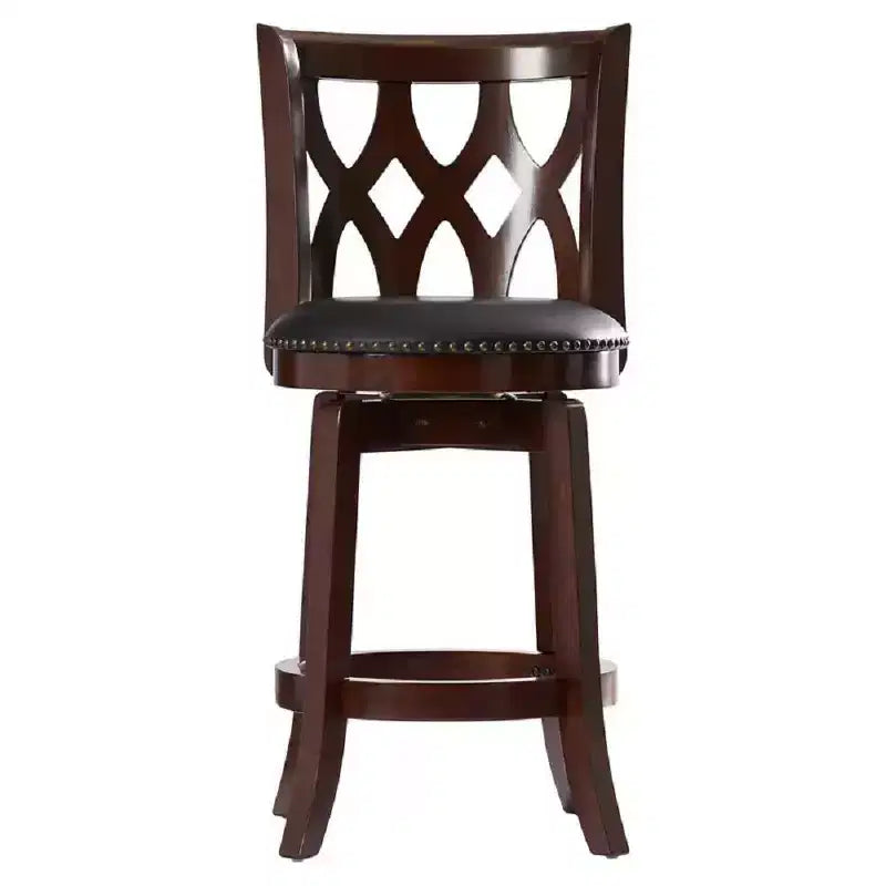 Sgabello da bar girevole da 24" Cathedral, altezza bancone, ciliegio scuro, rivestito con gambe in legno laccato