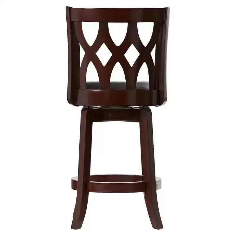 Sgabello da bar girevole da 24" Cathedral, altezza bancone, ciliegio scuro, rivestito con gambe in legno laccato