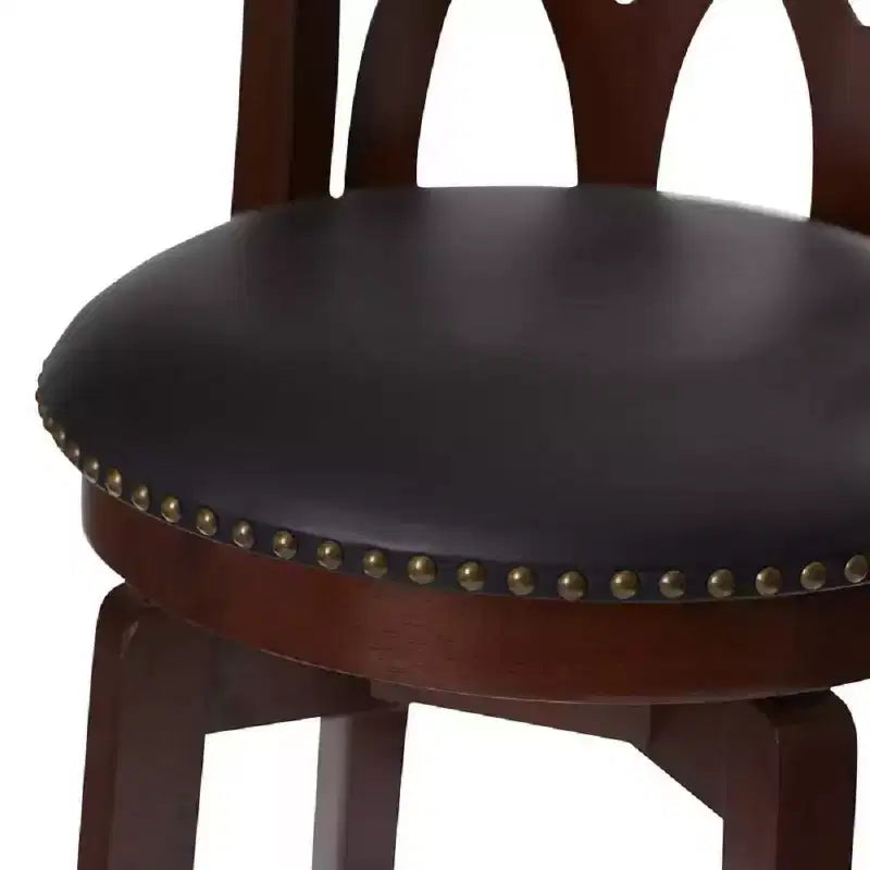 Sgabello da bar girevole da 24" Cathedral, altezza bancone, ciliegio scuro, rivestito con gambe in legno laccato
