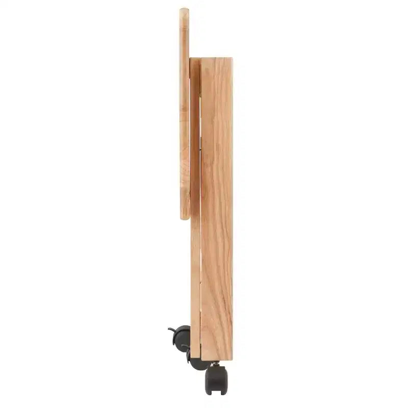 Supporto Pieghevole per Stampante con Ripiani e Ruote, Legno Massello Naturale, Home Office