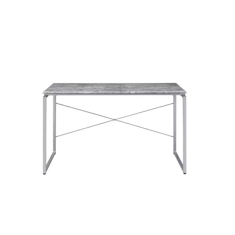 Scrivania da ufficio in finto cemento da 47" con struttura in metallo e superficie impiallacciata, stile industriale