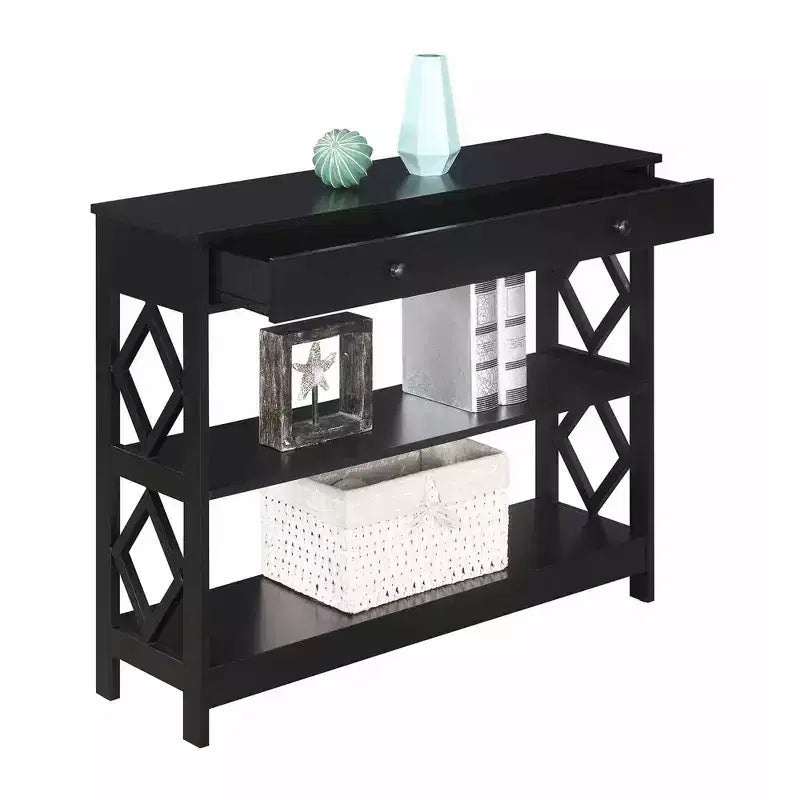 Consolle a 1 cassetto, MDF nero