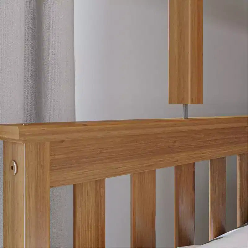 Letto a castello in legno massello, una piazza e mezza con letto estraibile e scaletta, per bambini