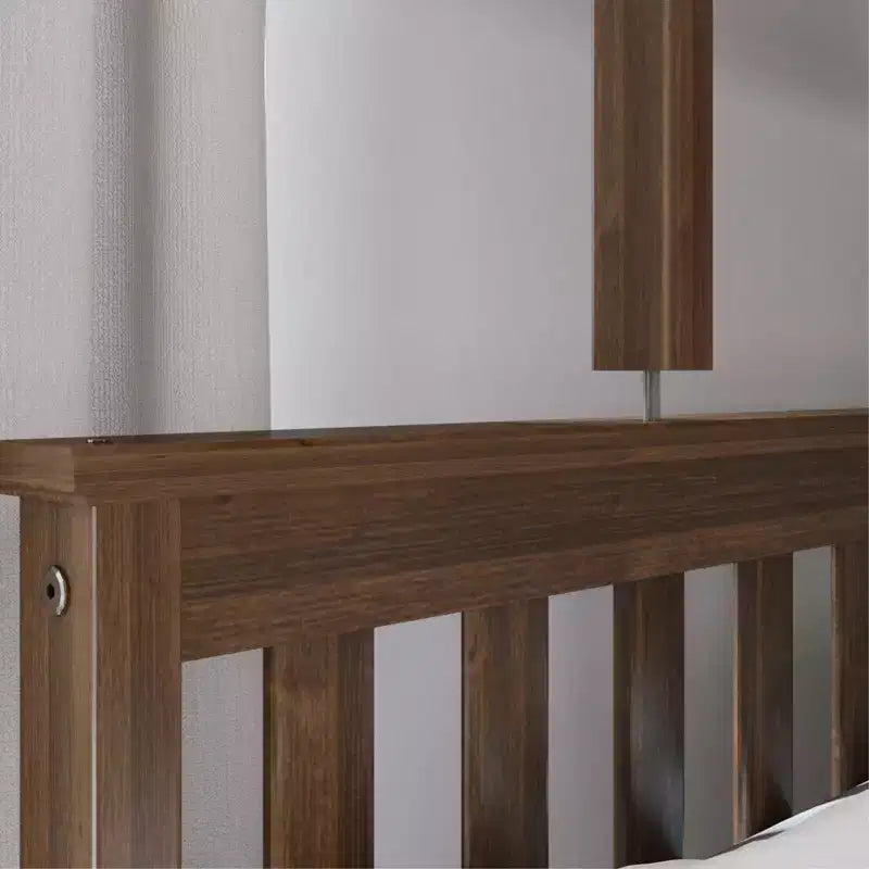 Letto a castello in legno massello, una piazza e mezza con letto estraibile e scaletta, per bambini