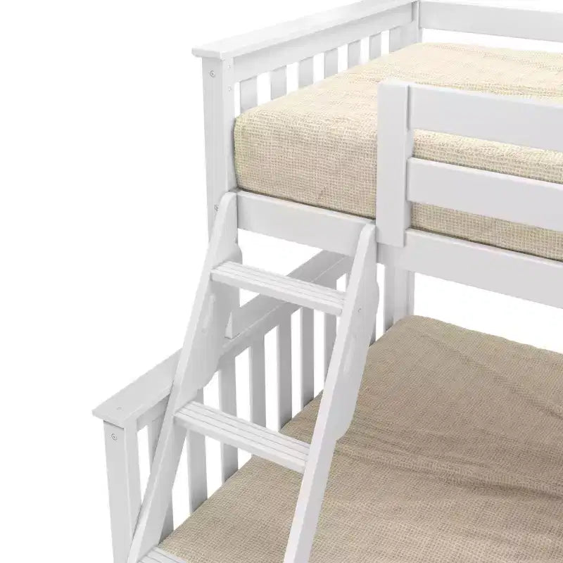 Letto a castello in legno massello, una piazza e mezza con letto estraibile e scaletta, per bambini