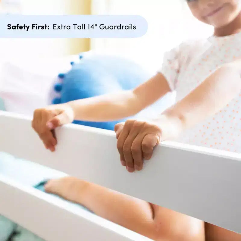 Letto a castello in legno massello, una piazza e mezza con letto estraibile e scaletta, per bambini