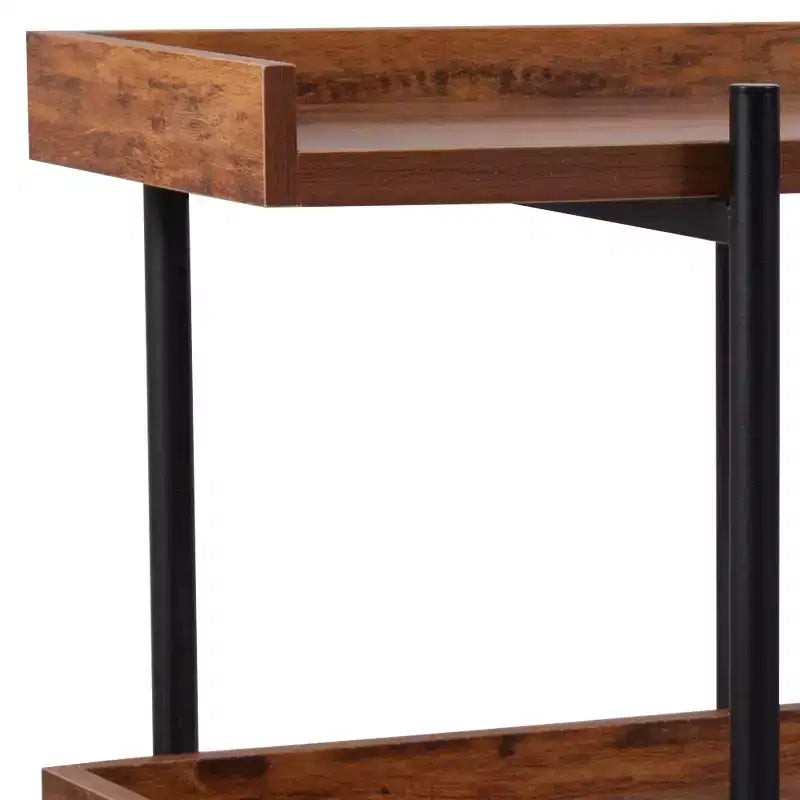 Libreria Espositiva a 3 Ripiani da 89 cm con Struttura in Metallo Nero, Finitura Effetto Legno Rustico