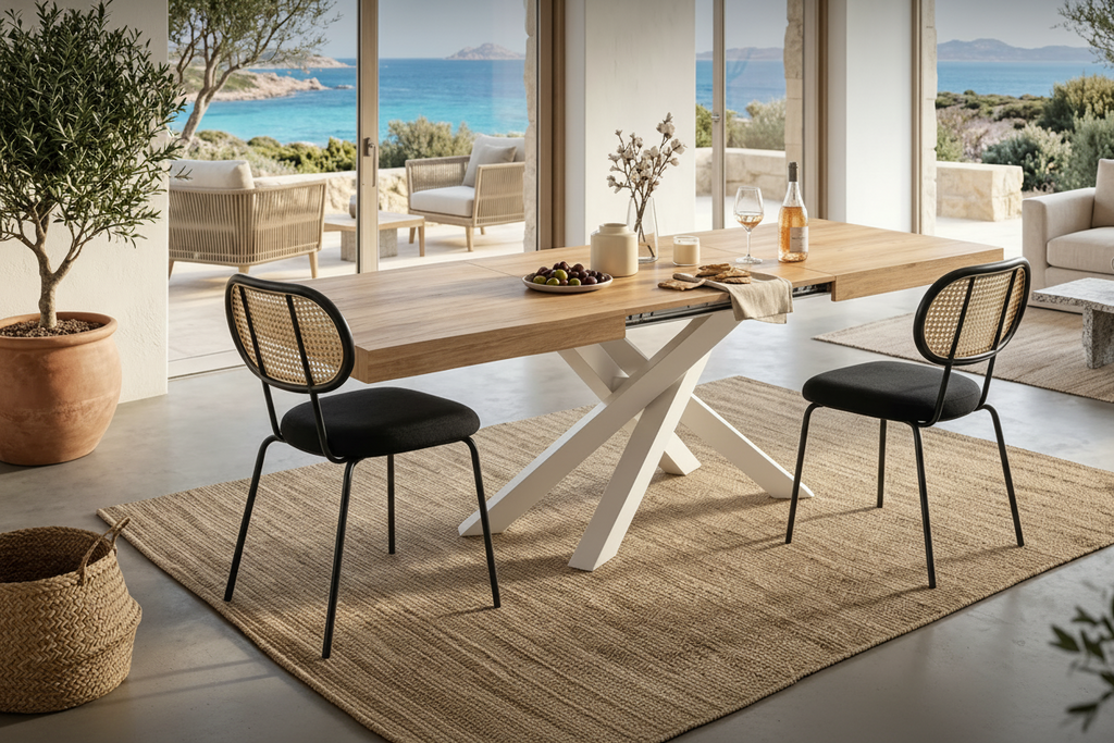 2 sedie da pranzo in rattan con gambe in metallo e schienale in rattan per sala da pranzo, cucina, soggiorno